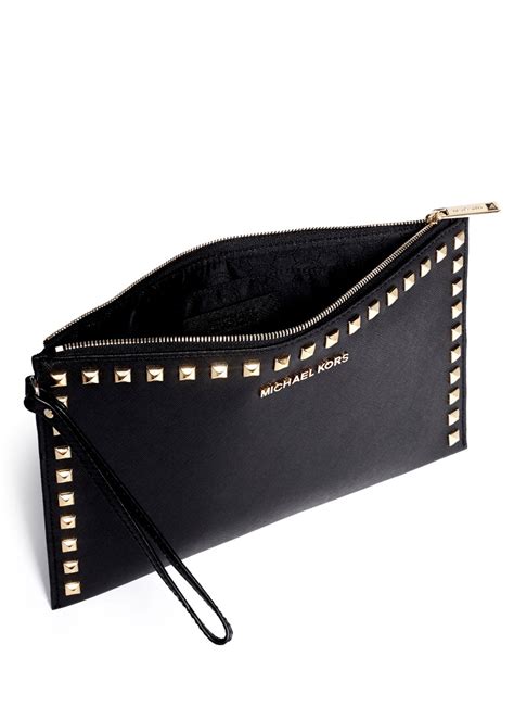 michael kors black leather clutch|michael kors clutch handbags.